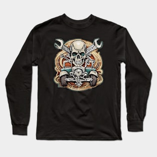 Hotrod skull and badass engine Long Sleeve T-Shirt